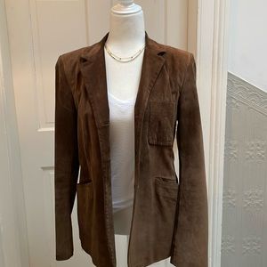 Donna Karan brown 100% real suede blazer